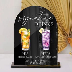 Enseigne de boissons exclusives, Carte de boissons exclusives, Enseigne pour bar de mariage, Enseigne pour cocktail signature, Menu de bar de mariage, Enseigne de mariage en acrylique personnalisée