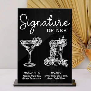 Enseigne cocktail signature, enseigne boisson signature mariage, menu du bar, enseigne boisson mariage, boissons pour elle et lui, boisson des mariés, enseigne en acrylique
