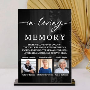 In Loving Memory Wedding Sign with Photo, Wedding Memorial Sign, Wedding Decor, Sympathy Gift, Memorial Acrylic Wedding Sign, Remembrance