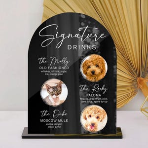 Dog Signature Cocktails Sign, Cat Signature Drinks Sign, Acrylic Wedding Bar Sign, Pet Cocktail Sign, Wedding Bar Sign, Custom Drink Menu