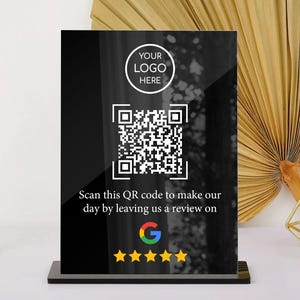 パーソナライズされたビジネスレビューを残す、Googleレビューを残すサイン、QRコード表示サイン、ビジネスレビュー、中小企業サイン、アクリル