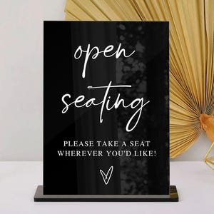 Open Seating Sign, No Assigned Seating Sign, Modern Wedding Sign, Minimalist Wedding Decor, Sit Anywhere Wedding Reception Signage