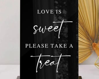 Love Is Sweet Take a Treat-bord, modern minimalistisch bruiloftbord, bord desserttafel, doe een plezier, babyshower decoratie vrijgezellenfeest