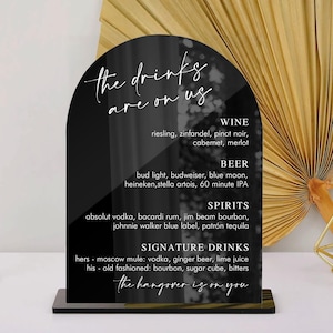 Wedding Bar Sign, Signature Drink Sign, Open Bar Sign, Wedding Bar Menu, The Drinks Are on Us the Hangover Is on You, Bridal Shower