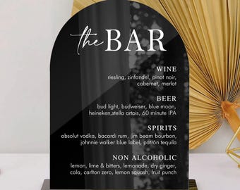 Minimalist Wedding Bar Menu Acrylic Sign, Modern Wedding Bar Menu, Simple Wedding Drink Sign, The Bar Sign, Signature Drinks Sign