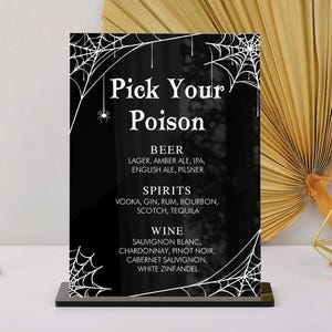 Halloween Pick Your Poison Sign, Halloween Bar Menu Sign, Halloween Cocktail Menu, Halloween Wedding Drinks Sign, Halloween Party Bar Sign
