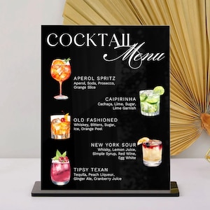 Wedding Bar Menu Sign, Signature Drink Sign, Signature Cocktail Sign, His Hers Drinks Sign, Modern Drink Menu Sign, Acrylic Wedding Decor