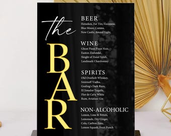 Minimalist Wedding Bar Menu Sign, Modern Wedding Bar Menu, Simple Wedding Drink Sign, The Bar Sign, Signature Drink Sign, Wedding Drink Sign
