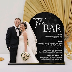 Enseigne pour verres de mariage photo personnalisée, Enseigne pour verres pour mariage, Enseigne pour verres pour mariage, Enseigne pour verres de mariage, Menu de boissons pour mariage, Menu pour bar de mariage en acrylique