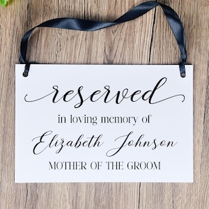 Reserved Memorial Sign, Reserved Wedding Sign, Personalized Memorial Plaque, Reserved in Loving Memory Wedding Sign, Sympathy Gift, Acrylic