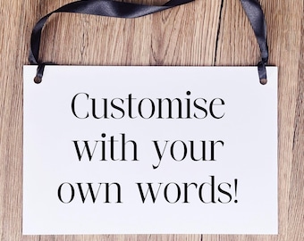 Hanging Acrylic Sign with Ribbon, Custom Small Business Sign with Your Logo, Custom Hanging Sign, Custom Door Sign