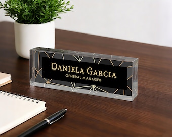 Plaque nominative de bureau personnalisée en acrylique, Plaque nominative de bureau personnalisée, Plaque de bureau de bureau, Cadeaux d'entreprise, Cadeau pour nouvel emploi, Cadeau promotionnel
