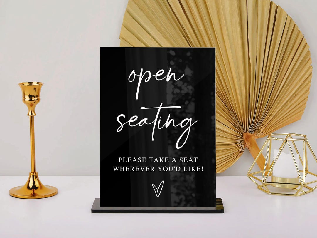 Open Seating Sign, No Assigned Seating Sign, Modern Wedding Sign ...