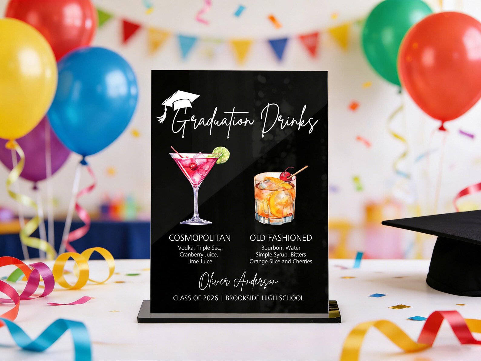 Graduation Bar Menu. Example Personalized Graduation Drink Menu Sign, Custom Graduation Bar Menu ...