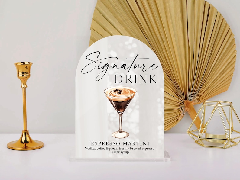 Espresso Martini Bar Sign, Signature Drink Acrylic Sign, Our Signature ...