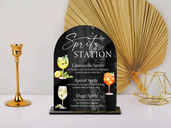 Spritz Bar Sign, Aperol Spritz Sign, Limoncello Spritz, Hugo Spritz, Wedding Bar Sign, Cocktail Menu Acrylic Sign, Love at First Spritz