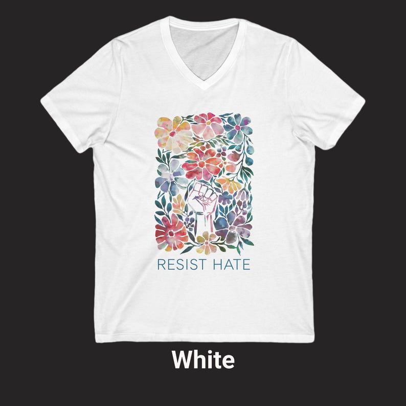 Resist Hate V-Neck Shirt for Protest Wear Clothing Justice Movement Peace Tee for Rally Wear Shirt Civil Rights Clothing Liberal TShirtful Bild 6