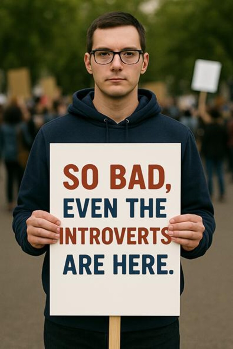 Protest Sign, Democracy Protest Sign for Introverts, Resist Trump, Anti Trump Sign, Digital Download Printable Poster, No Kings Rally image 8