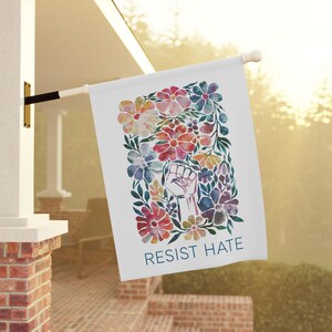 Resist Hate Garden Flag, Anti Trump Flag, Resistance Yard Sign, Anti Trump Yard Sign, Liberal Sign, Protest Yard Sign, *Pole Not Included image 2