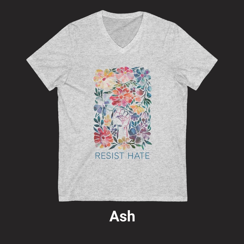 Resist Hate V-Neck Shirt for Protest Wear Clothing Justice Movement Peace Tee for Rally Wear Shirt Civil Rights Clothing Liberal TShirtful Bild 4