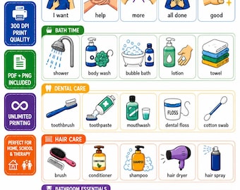 Bathroom Routine AAC Communication Board | Visual Schedule, Hygiene Chart  Autism Non Verbal (Digital Download)