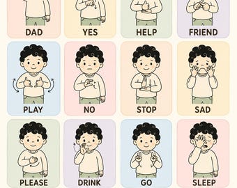 Baby Basic ASL Signs Poster, Toddler Learning Chart (Digital Download)