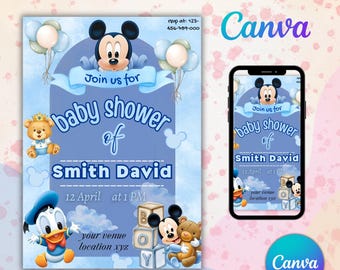 Baby Mickey Mouse Baby Shower Customizable invitations