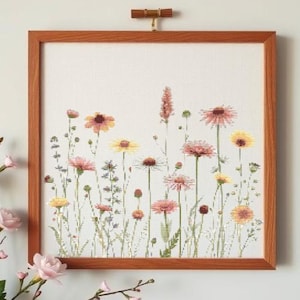 Digital PDF Download Assorted Spring Flowers Cross Stitch Embroidery Pattern - 200 x 200 stitches