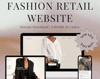 Fashion Retail Website Template, Online Boutique Website, Clothing Store Website, Canva Website Template Fashion Brand Site, Editable Design