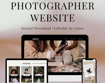 Photography Website Template, Photographer Portfolio Website, Photography Business Website, Canva Website, Wedding Photographer Site
