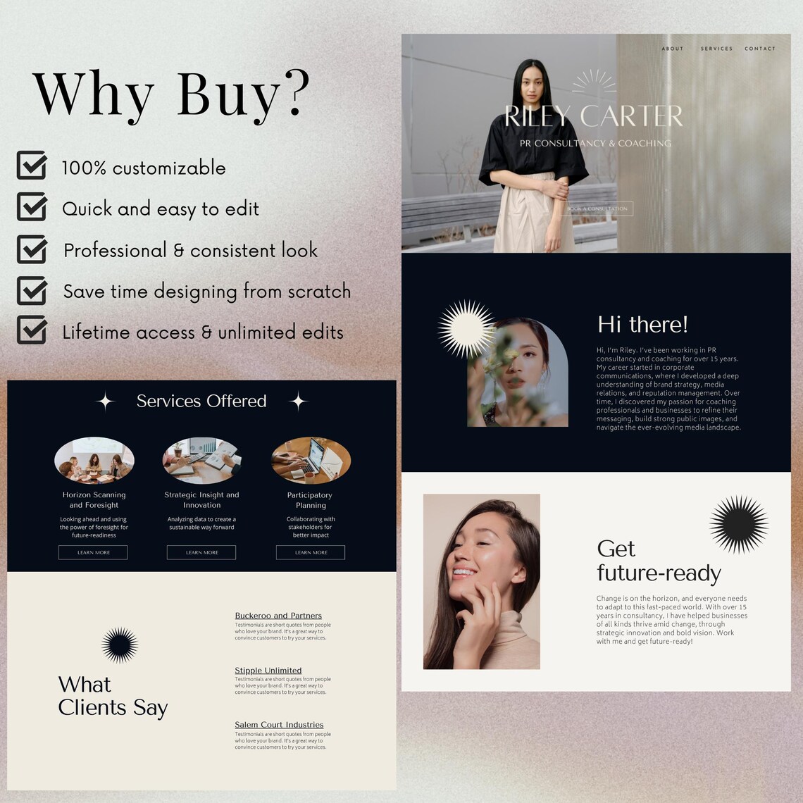 Business Coach Website Template, Coaching Website Design, Canva Website