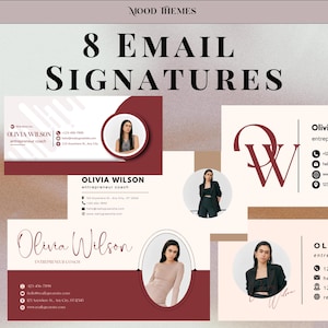 8 bewerkbare sjablonen voor e-mailhandtekeningen, professionele e-mailhandtekeningen, zakelijke e-mailsjabloon, Canva-handtekening, aangepaste e-mail voor digitale branding