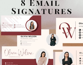 8 Editable Email Signature Templates, Professional Email Signatures, Business Email Template, Canva Signature, Digital Branding Custom Email