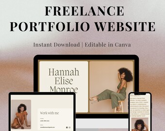 Sjabloon freelance portfoliowebsite, persoonlijke merkwebsite, Canva-portfoliosjabloon, creatief websiteontwerp, bewerkbare zakelijke website