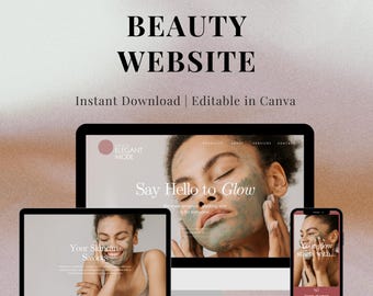 Beauty Salon Website Template, Hair Salon Website, Makeup Artist Website, Canva Website Template Spa Website Design Editable Beauty Business