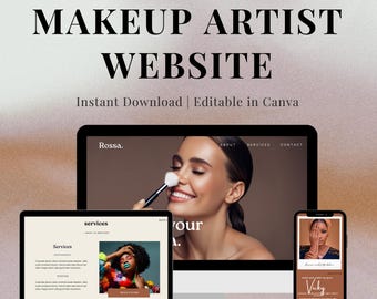Makeup Artist Website Template, Beauty Business Website, MUA Portfolio Website, Canva Website Design, Salon Website Template, Editable Site