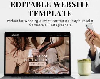 Canva Photography Website Template, Photographer Portfolio Website, Photography Business Site, Wedding Photographer Website Editable Website