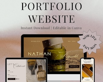 Canva-portfoliowebsitesjabloon Creatieve portfoliowebsite Persoonlijke merksite Freelancer websiteontwerp Bewerkbare zakelijke websitesjabloon