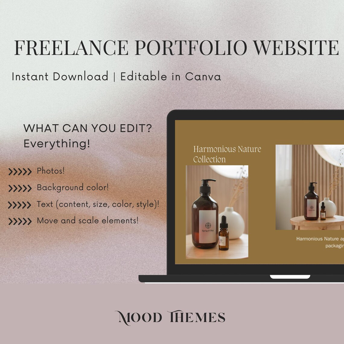 Freelance Portfolio Website Template, Personal Brand Website, Canva ...