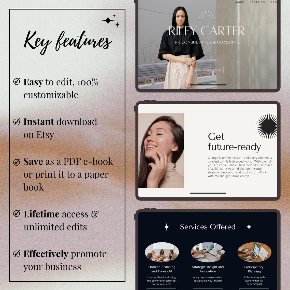 Business Coach Website Template, Coaching Website Design, Canva Website
