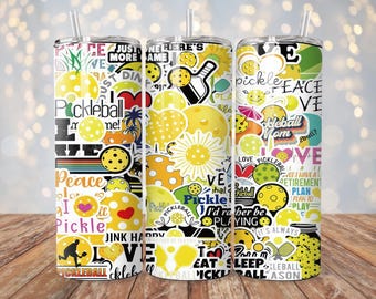 Pickeball Tumbler Wrap | 20 oz Sublimationsdruck | Gurke Ball Becher Design | Sofortiger digitaler Download