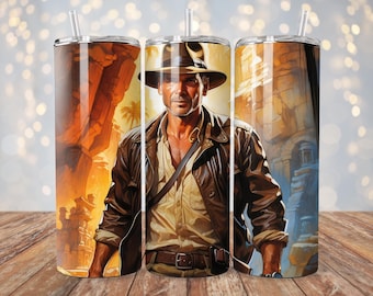Indiana Jones Movie Tumbler Wrap | 20 oz Sublimation PNG | Classic Movie Tumbler Design | Instant Digital Download
