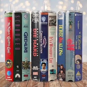 Christmas VHS Tumbler Wrap | 20 oz Sublimation PNG | Classic Holiday Movies Tumbler Design | Instant Digital Download