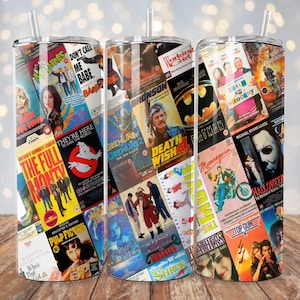 Classic VHS Tape Covers Retro Tumbler Wrap | 20 oz Sublimation PNG | Movie Tumbler Design | Instant Digital Download