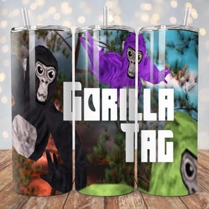 Envoltura para vaso Gorilla Tag / Sublimación PNG de 20 oz / Diseño de vaso para videojuegos de realidad virtual / Descarga digital instantánea