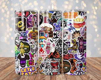 FNAF Tumbler Wrap | 20 oz Sublimation PNG | Five Nights At Freddy's Tumbler Design | Instant Digital Download