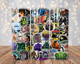 Cryptid Tumbler Wrap | 20 oz Sublimation PNG | Bigfoot Chupacabra Mothman Legendary Tumbler Design | Instant Digital Download