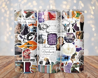 Throne of Glass Tumbler Wrap | 20 oz Sublimation PNG Design | Book Lover Tumbler Art | Instant Digital Download for Book Series Fans