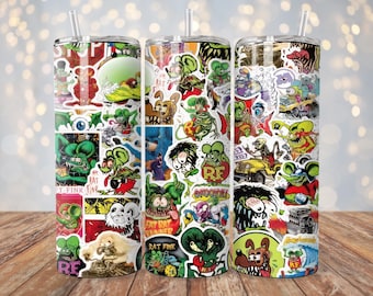 Rat Fink Tumbler Wrap | 20 oz Sublimation PNG | Hot Rod Gear Head Vintage Tumbler Design | Instant Digital Download
