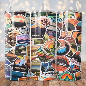 Envoltura para vasos de parques nacionales / Sublimación PNG de 20 oz / Diseño para vasos de viaje al aire libre / Descarga digital instantánea